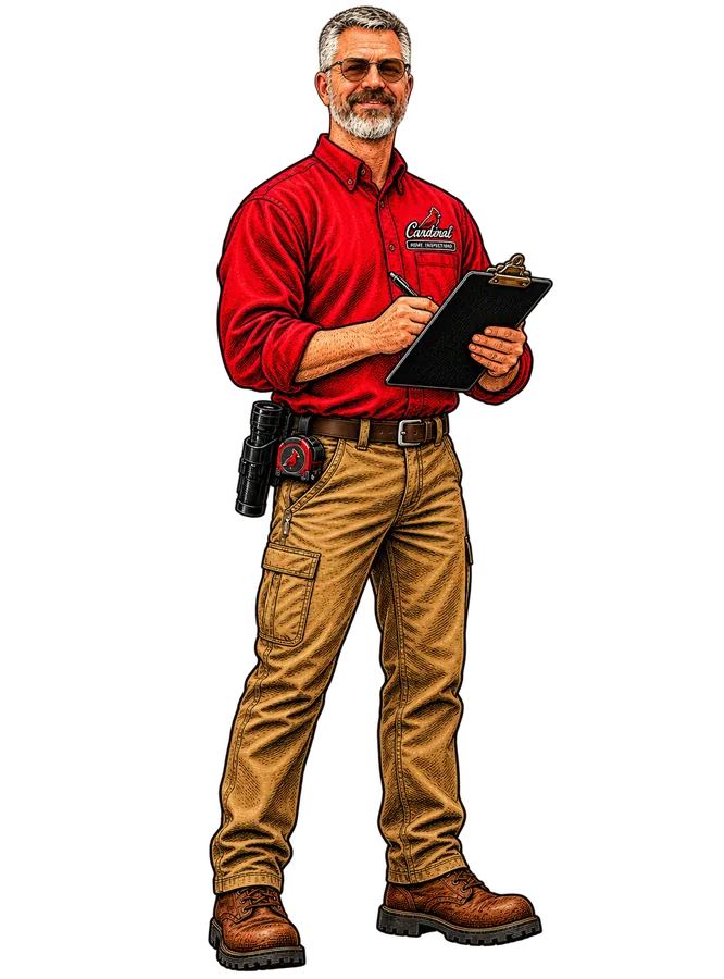 Illustration of Jeff Stalnaker writing on an inspection clipboard